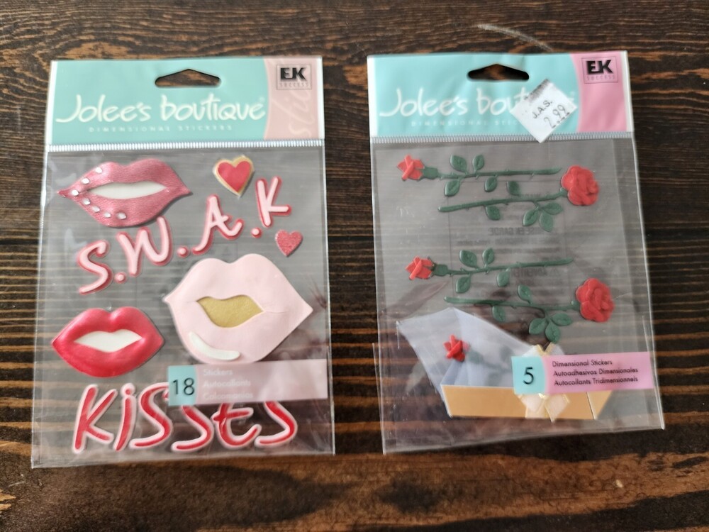 Lot Scrapbooking Stickers - Jolee's Valentine's Day Roses Lips Hearts 3D NEW #13